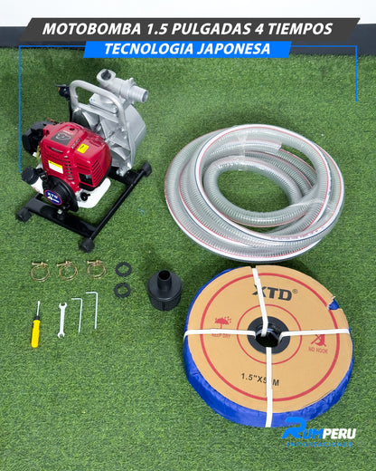 Motobomba 1.5 Pulgadas 4 Tiempos (Tecnología Japonesa)