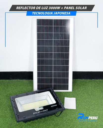 Reflector De Luz 3000W + Panel Solar Tecnología japonesa