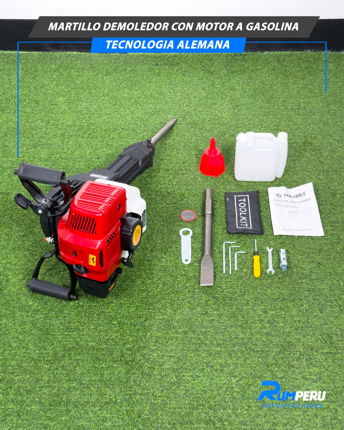 Martillo Demoledor con Motor a Gasolina Tecnología Alemana