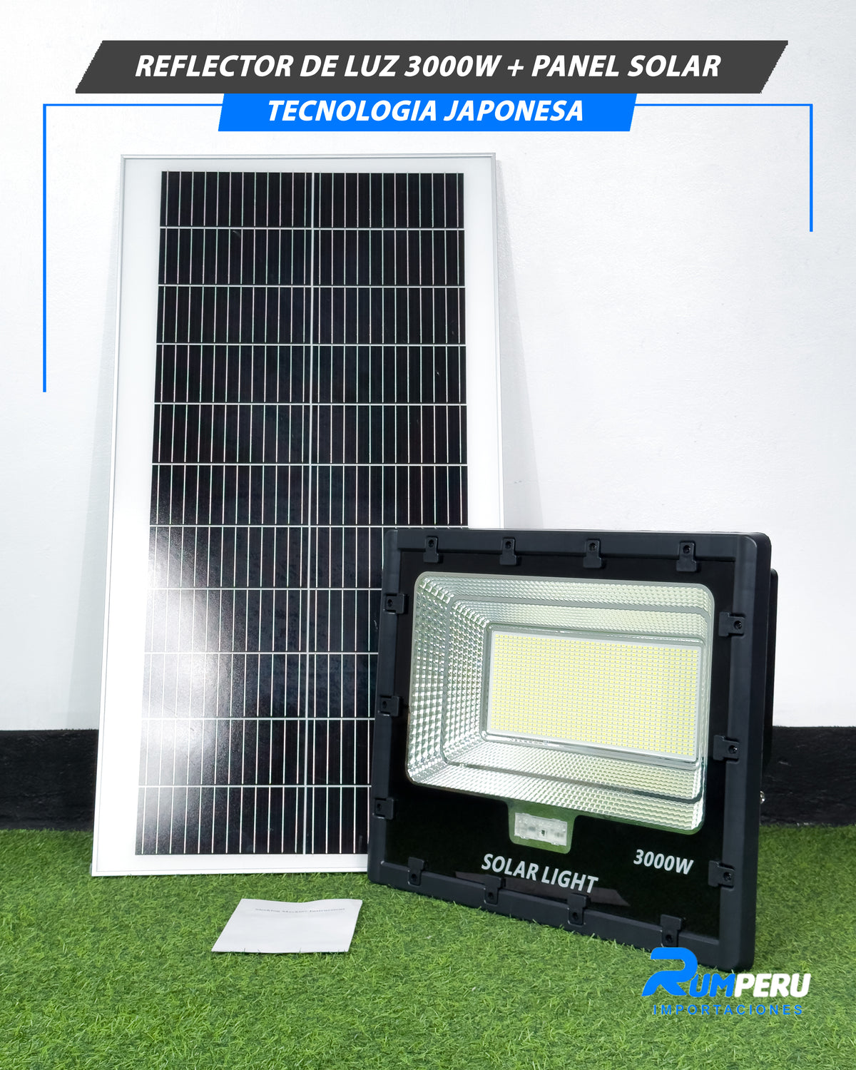 Reflector De Luz 3000W + Panel Solar Tecnología japonesa