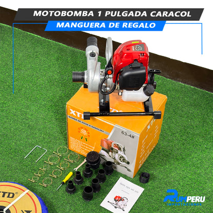 Motobomba 1 Pulgada Modelo Caracol Con Maguera De Regalo
