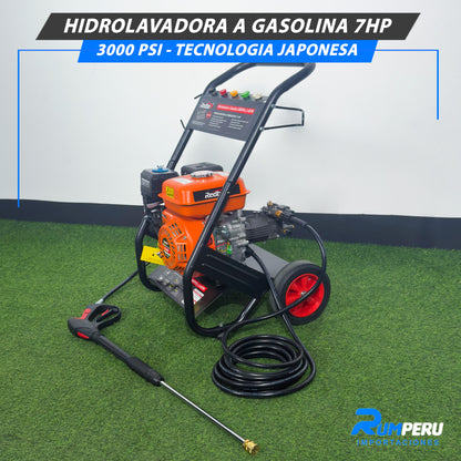 Hidrolavadora a gasolina 7 HP 3000 PSI tecnología japonesa