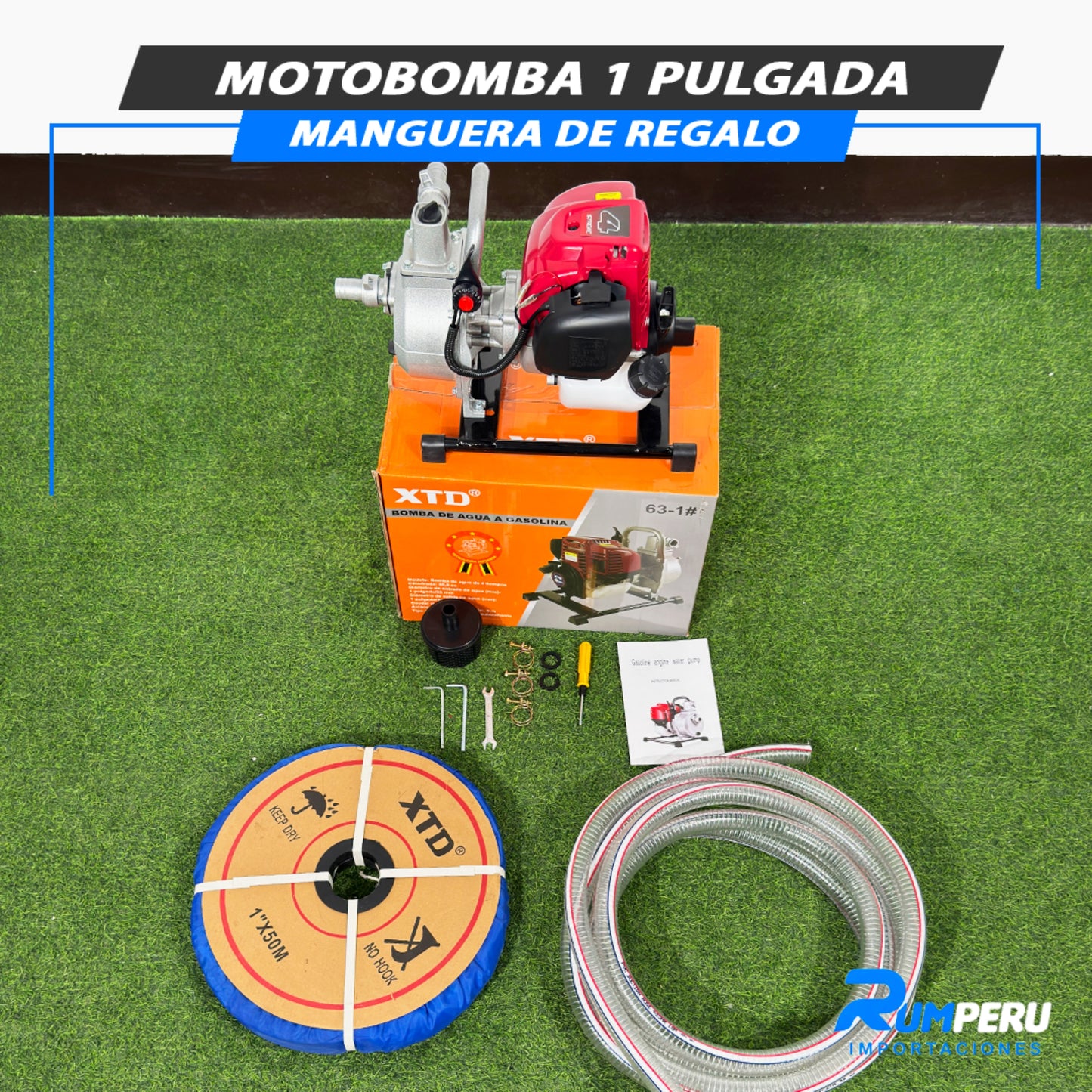 Motobomba 1 Pulgada Con Manguera De Regalo