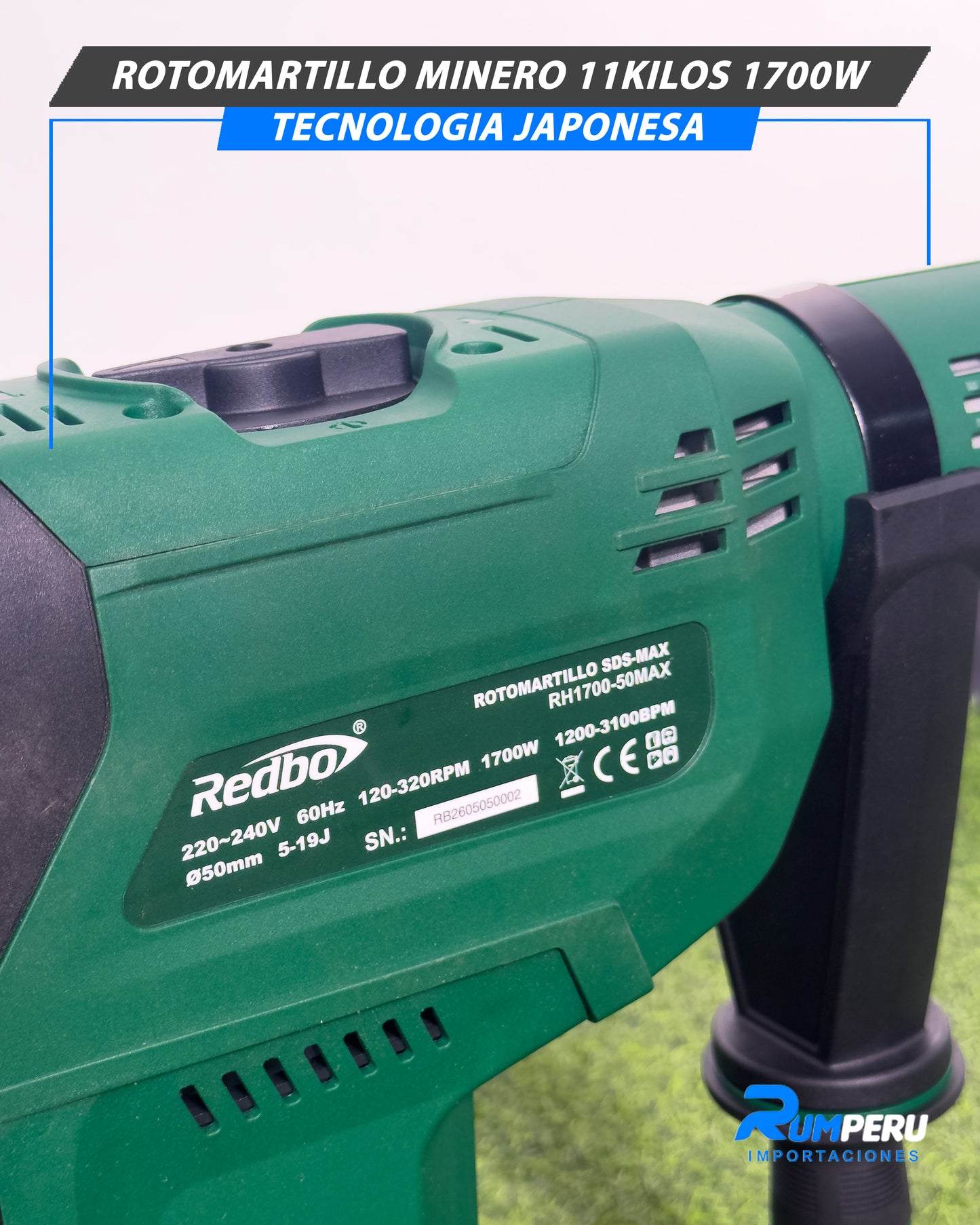 Rotomartillo Minero 11 kilos 1700 watts (Tecnología Japonesa)