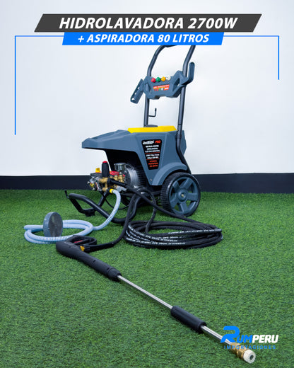 Hidrolavadora 2700W + Aspiradora 80 Litros