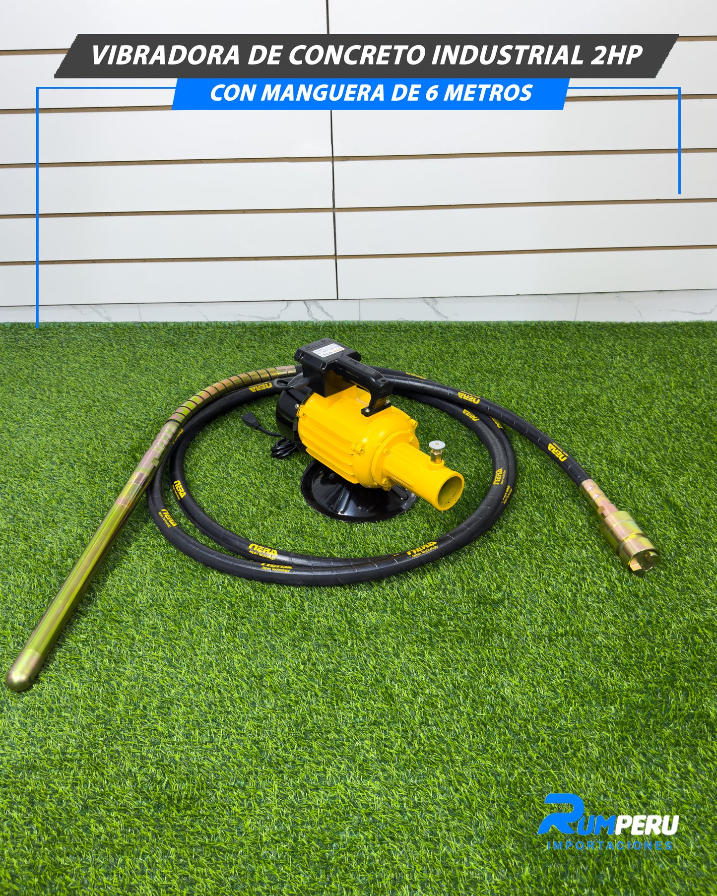 Vibradora De Concreto Industrial 2HP Con Manguera De 6 Metros