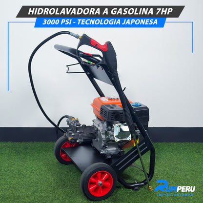 Hidrolavadora a gasolina 7 HP 3000 PSI tecnología japonesa