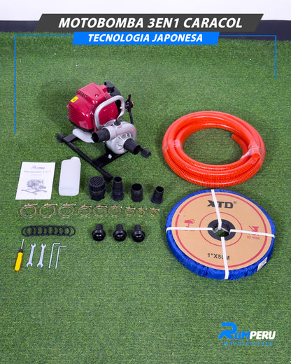 Motobomba 3 En 1 Caracol (Tecnología Japonesa)