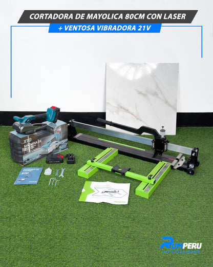 Cortadora De Mayólica 80CM Con laser + Ventosa Vibradora 21V