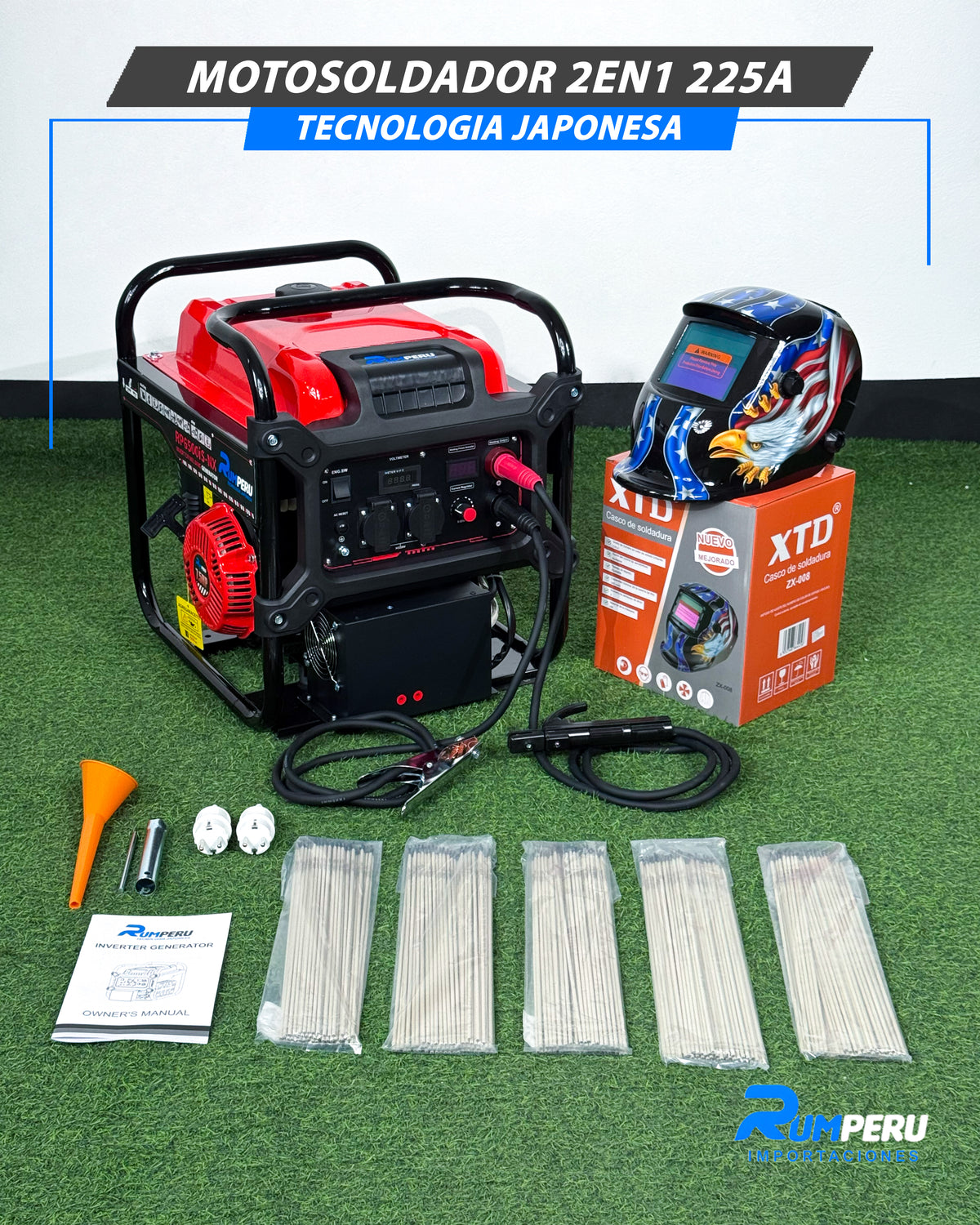 Motosoldador + Generador 225 Amp (Tecnología Japonesa)