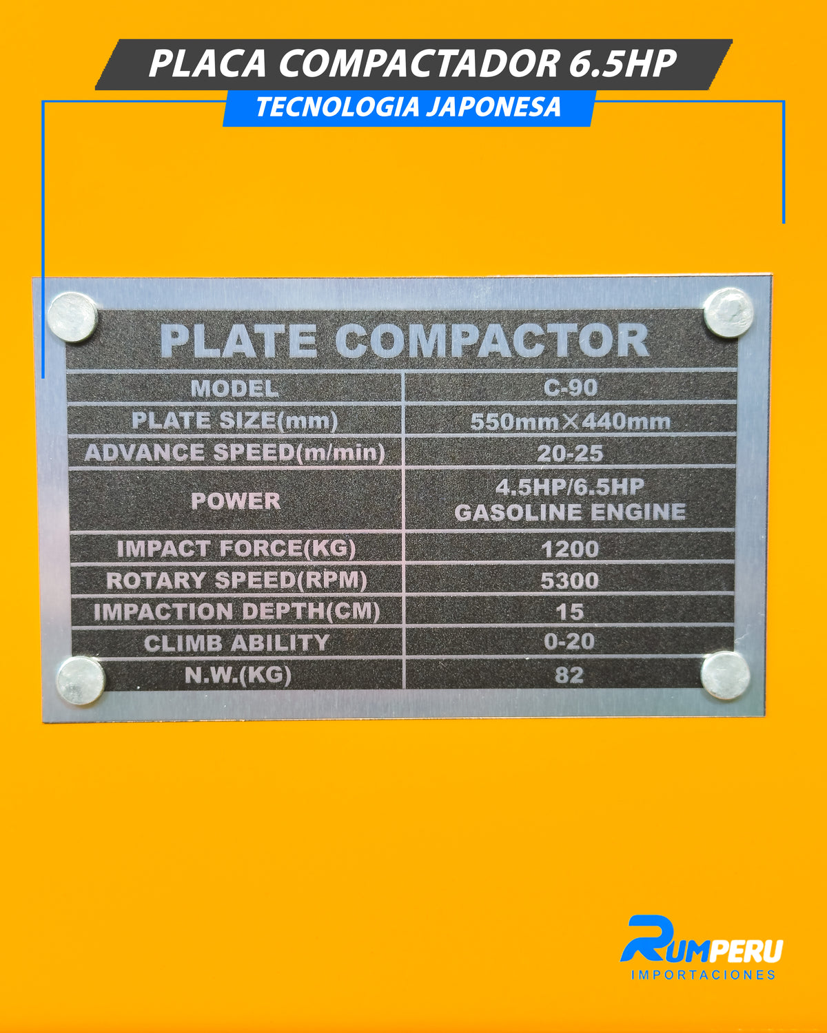 ¡Compactadora 6.5 HP – Tecnología Japonesa!