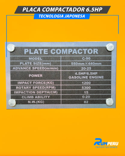 ¡Compactadora 6.5 HP – Tecnología Japonesa!