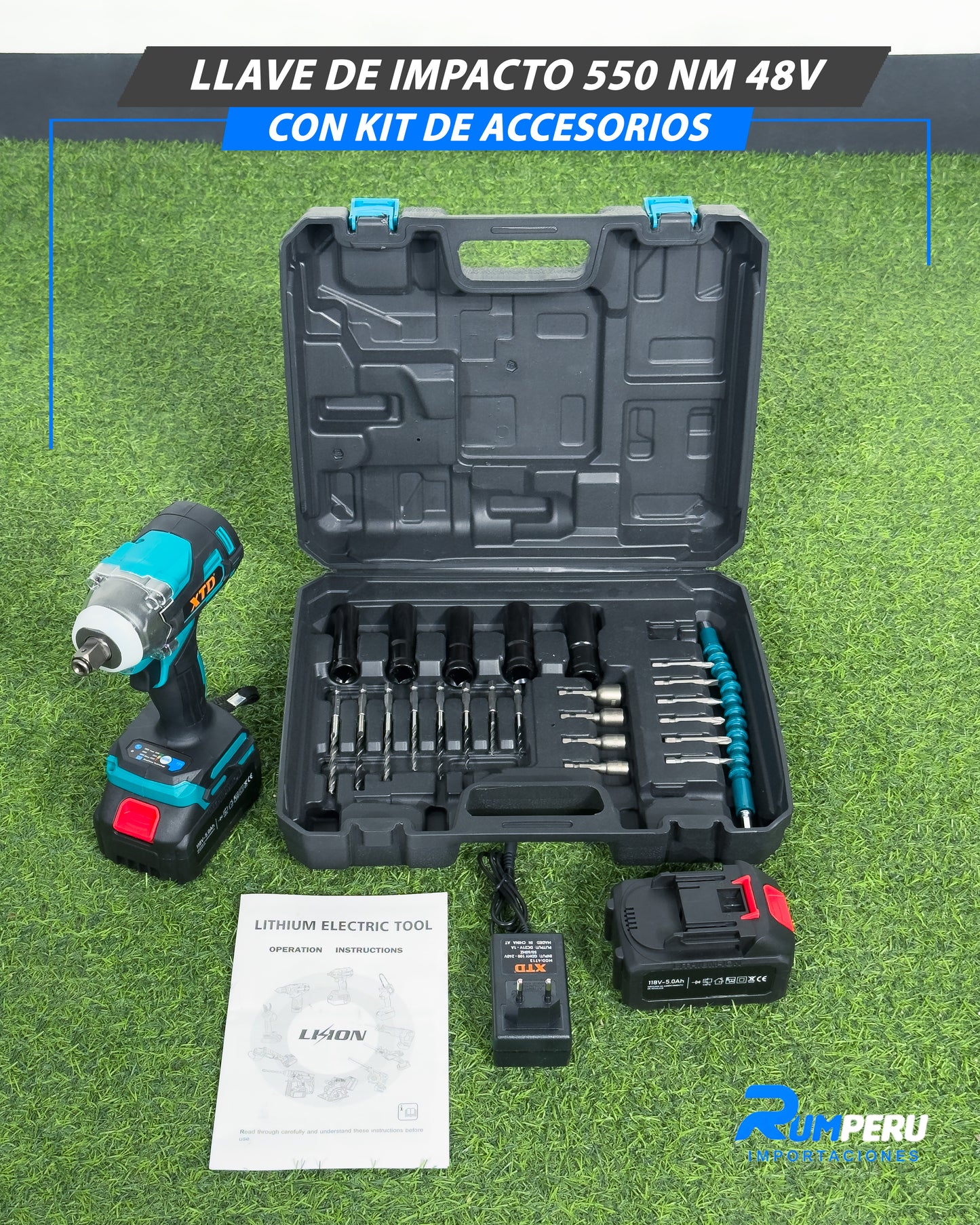 Llave de Impacto 550 NM 48V con Kit de Accesorios