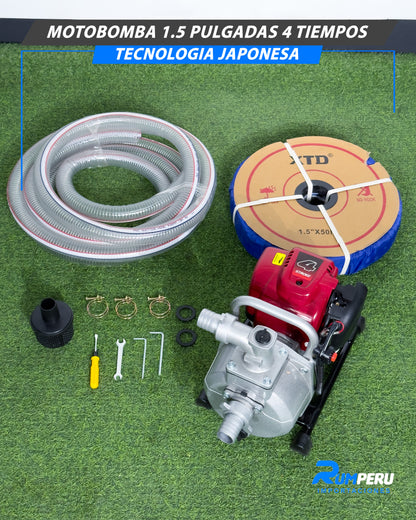 Motobomba 1.5 Pulgadas 4 Tiempos (Tecnología Japonesa)