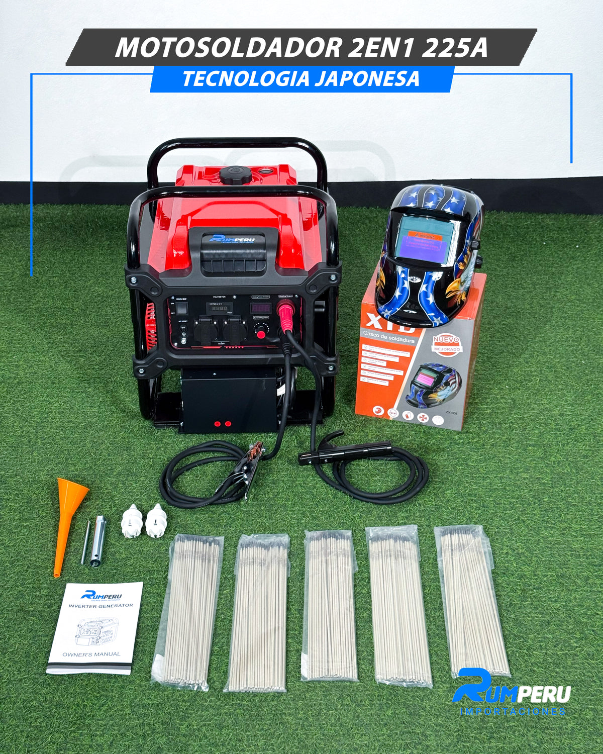 Motosoldador + Generador 225 Amp (Tecnología Japonesa)