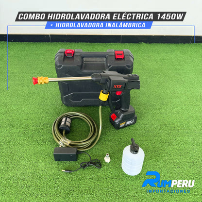 COMBO HIDROLAVADORA ELÉCTRICA 1450W + HIDROLAVADORA  INALÁMBRICA