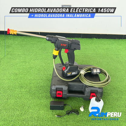 COMBO HIDROLAVADORA ELÉCTRICA 1450W + HIDROLAVADORA  INALÁMBRICA