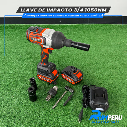 LLAVE D IMPACTO 3/4 1050NM (INCLUYE CHUCK DE TALADRO + PUNTILLA PARA ATORNILLAR)