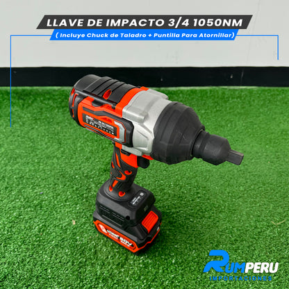 LLAVE D IMPACTO 3/4 1050NM (INCLUYE CHUCK DE TALADRO + PUNTILLA PARA ATORNILLAR)