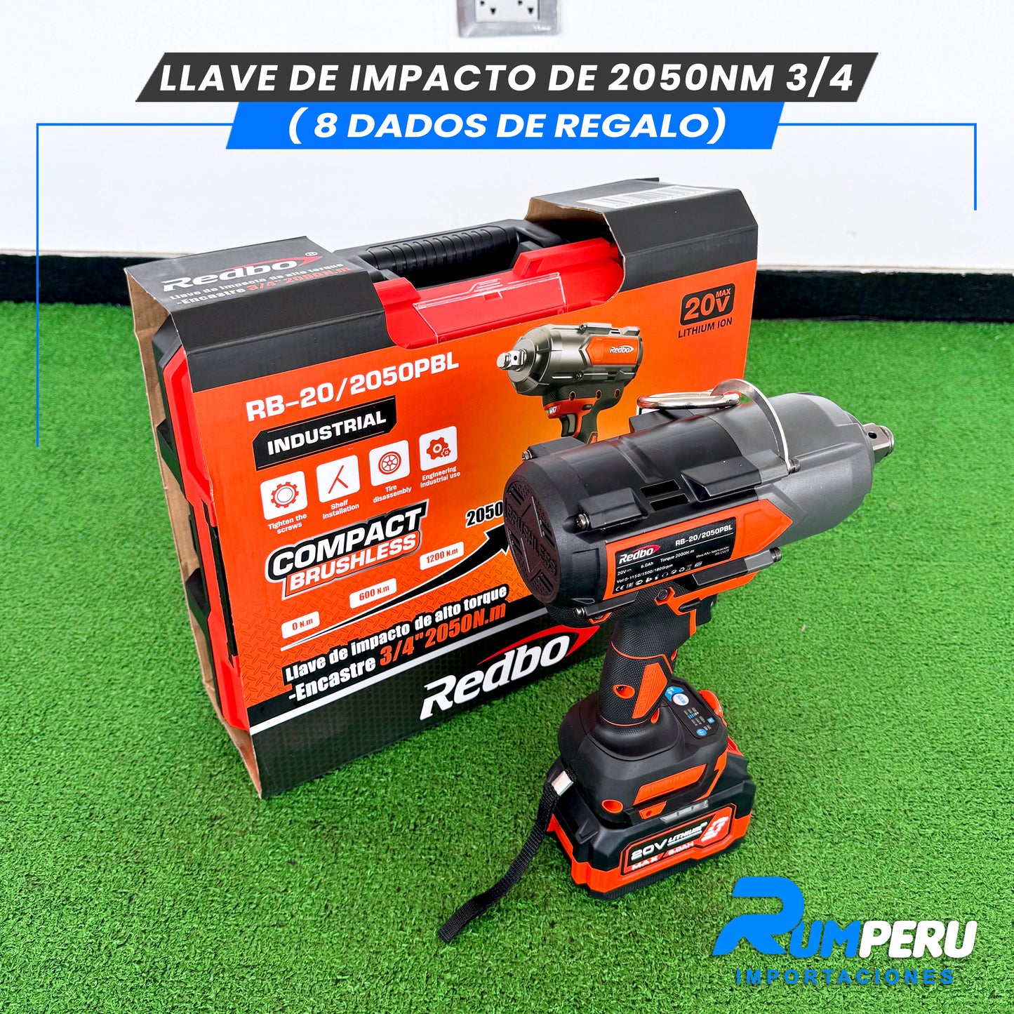 Llave de Impacto de 2050NM Encastre de 3/4