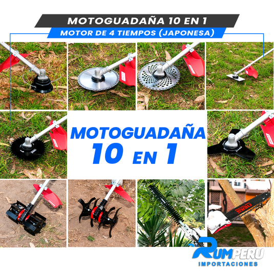 Motoguadaña 10 en 1 (JAPONES CON MOTOR 4 TIEMPOS)