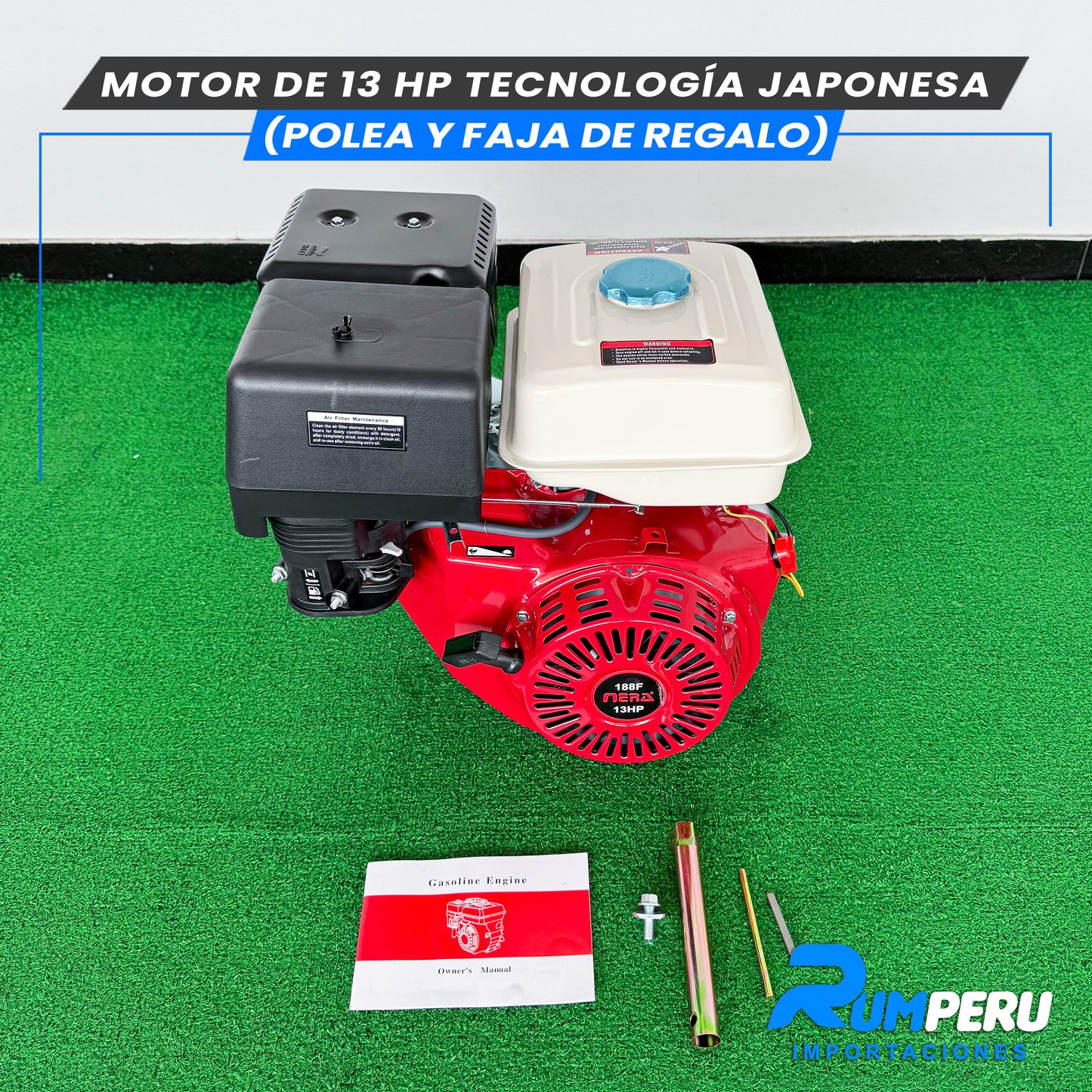 Motor De 13 HP Tecnología Japonesa (Polea y Faja de Regalo)
