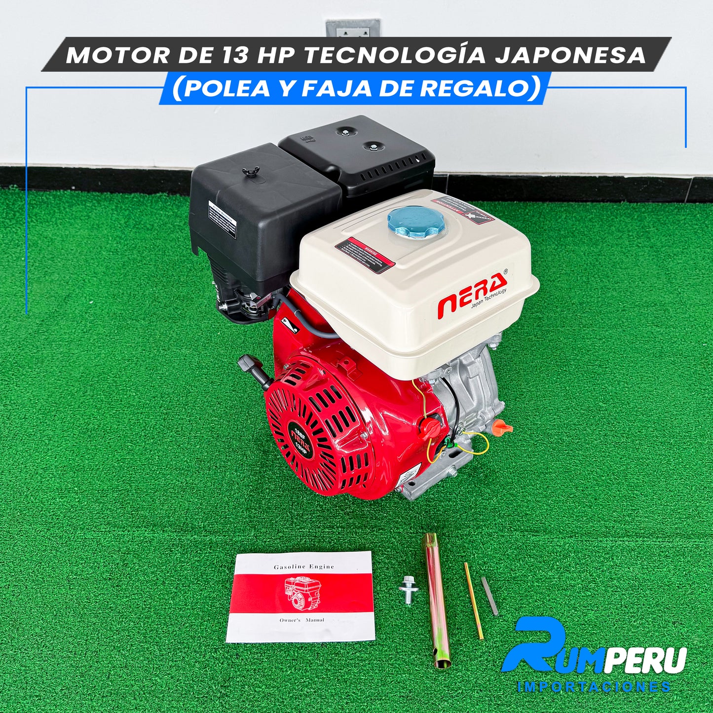 Motor De 13 HP Tecnología Japonesa (Polea y Faja de Regalo)