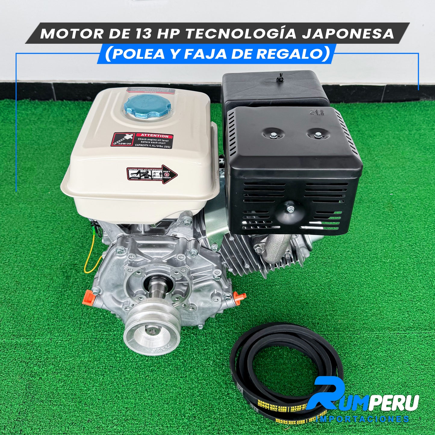 Motor De 13 HP Tecnología Japonesa (Polea y Faja de Regalo)