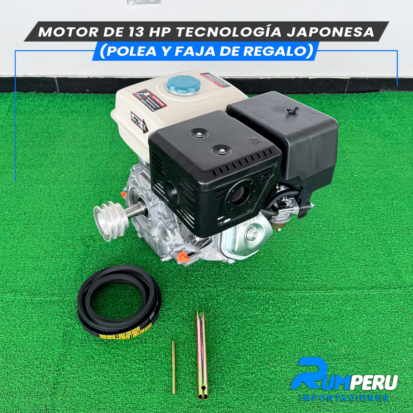 Motor De 13 HP Tecnología Japonesa (Polea y Faja de Regalo)