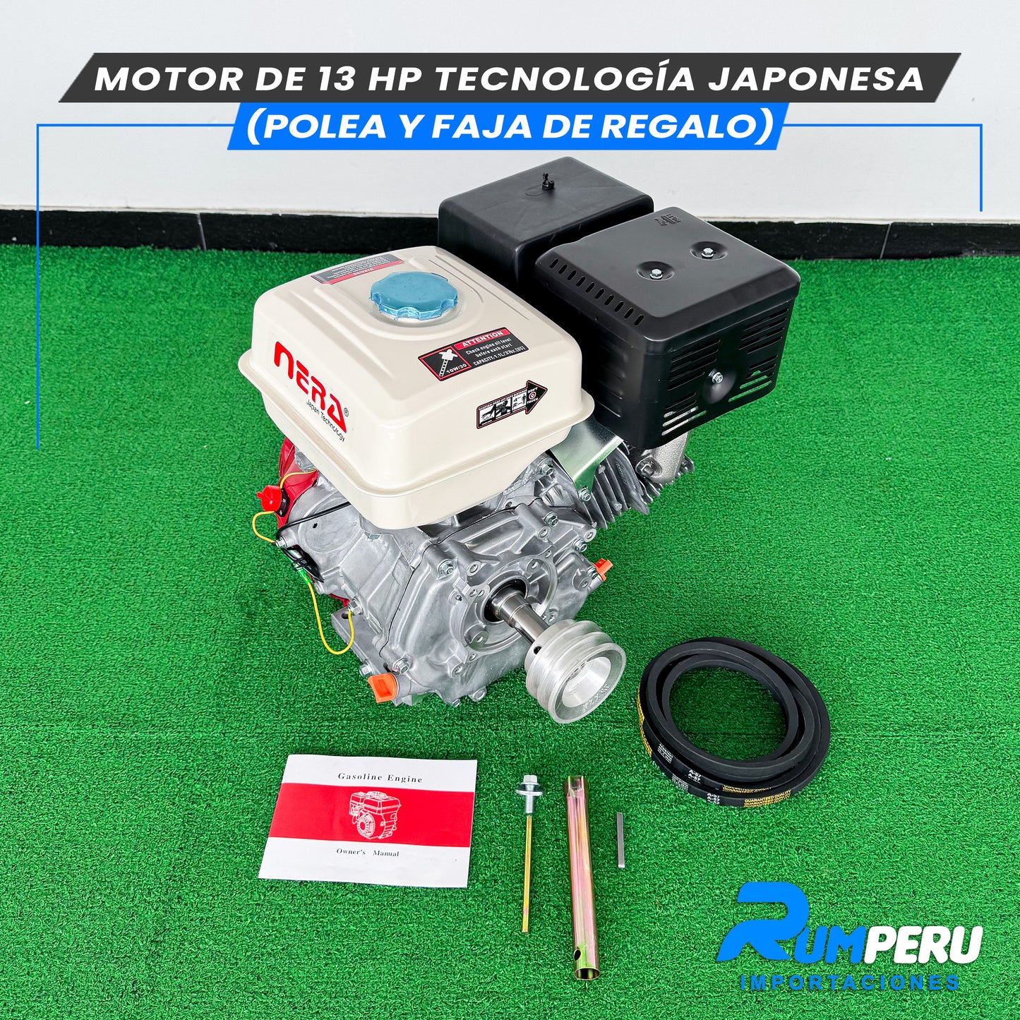Motor De 13 HP Tecnología Japonesa (Polea y Faja de Regalo)