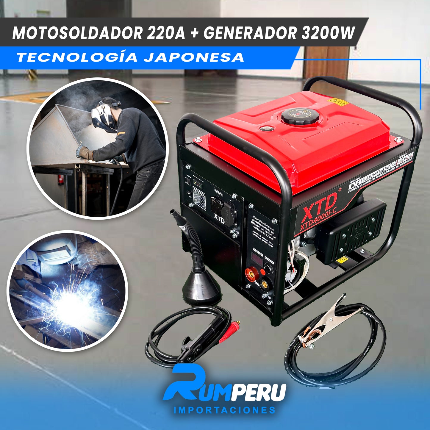 Motosoldador 220A+ Generador 3200W (Tecnología Japonesa)