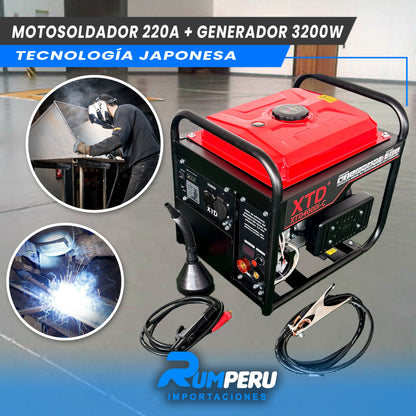 Motosoldador 220A+ Generador 3200W (Tecnología Japonesa)
