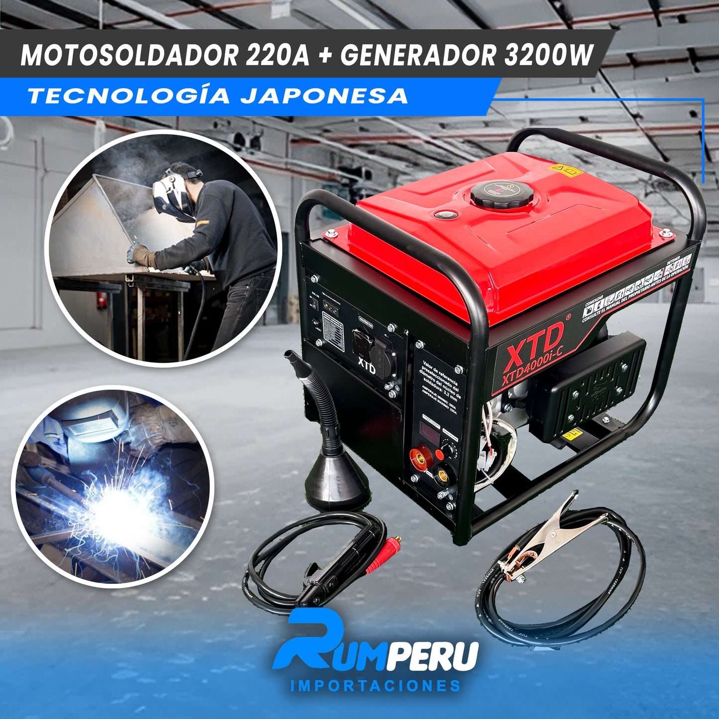 Motosoldador 220A+ Generador 3200W (Tecnología Japonesa)