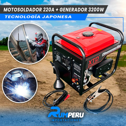 Motosoldador 220A+ Generador 3200W (Tecnología Japonesa)