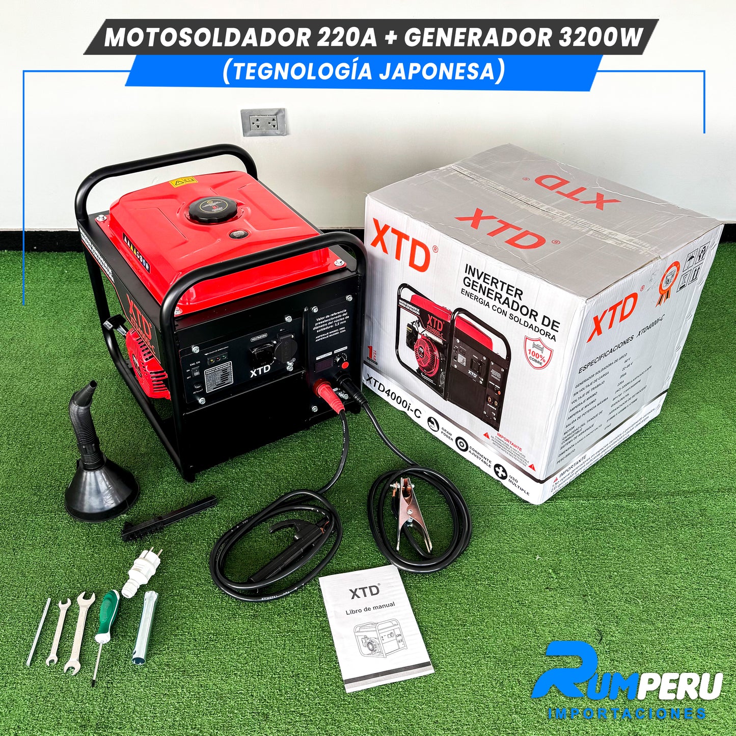 Motosoldador 220A+ Generador 3200W (Tecnología Japonesa)