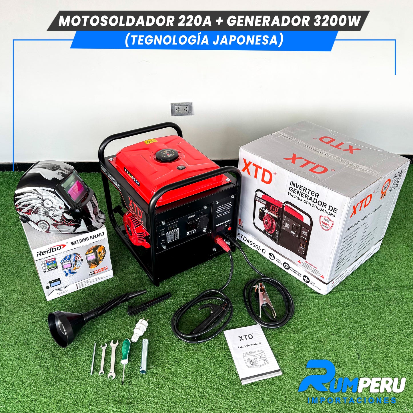 Motosoldador 220A+ Generador 3200W (Tecnología Japonesa)