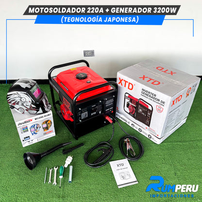 Motosoldador 220A+ Generador 3200W (Tecnología Japonesa)