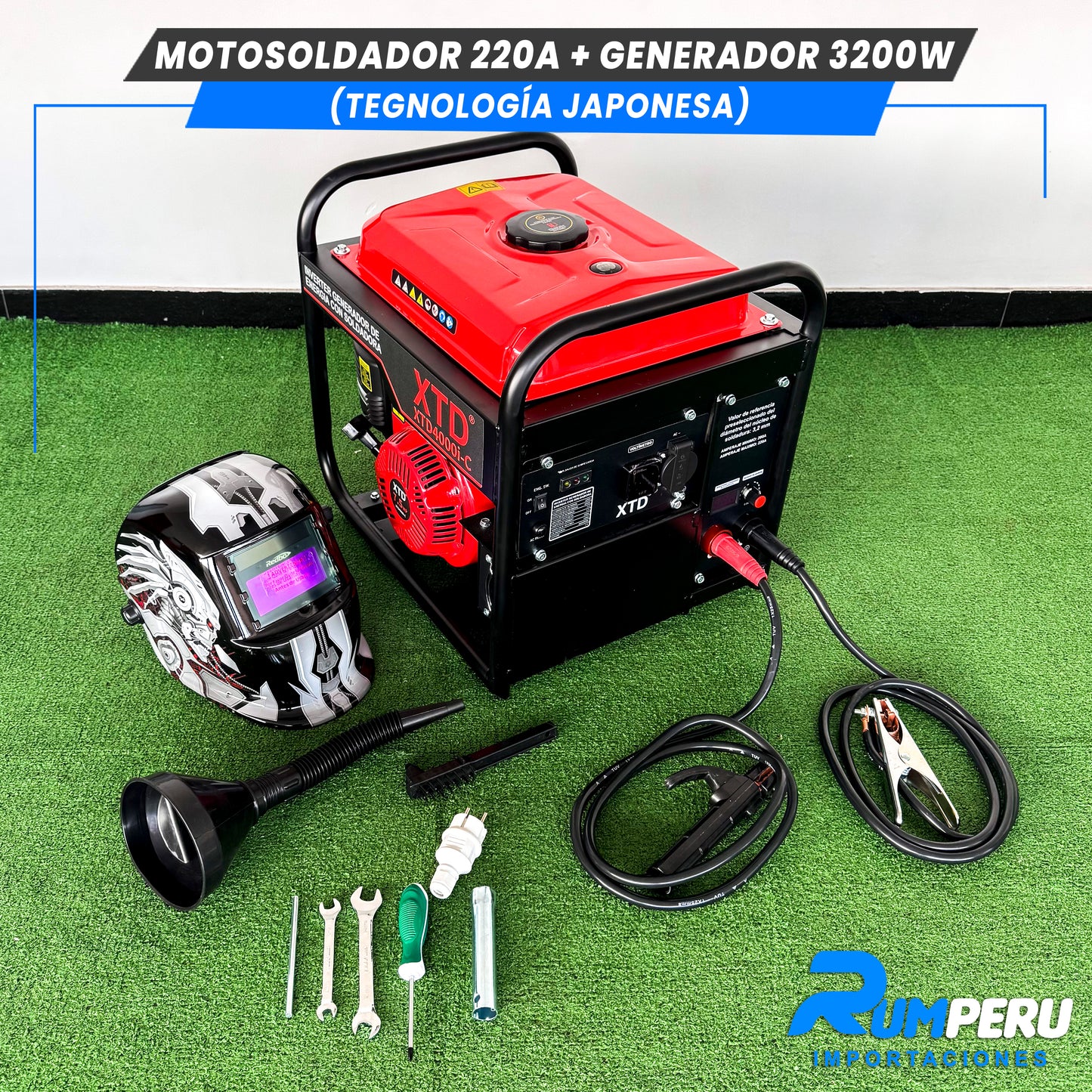 Motosoldador 220A+ Generador 3200W (Tecnología Japonesa)