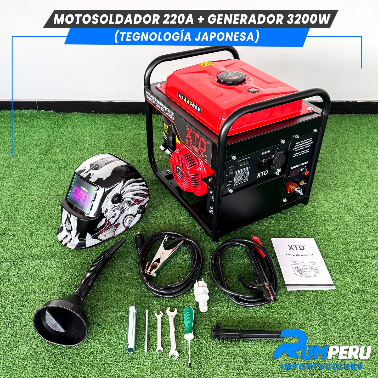 Motosoldador 220A+ Generador 3200W (Tecnología Japonesa)