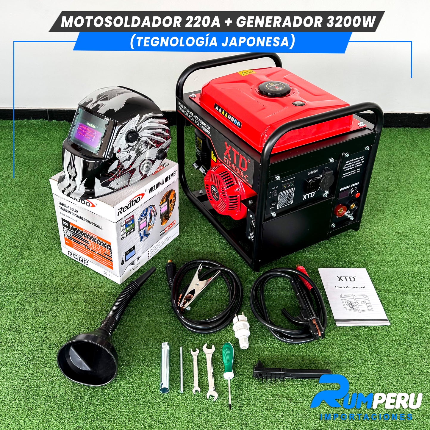 Motosoldador 220A+ Generador 3200W (Tecnología Japonesa)