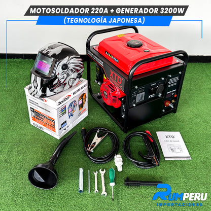 Motosoldador 220A+ Generador 3200W (Tecnología Japonesa)