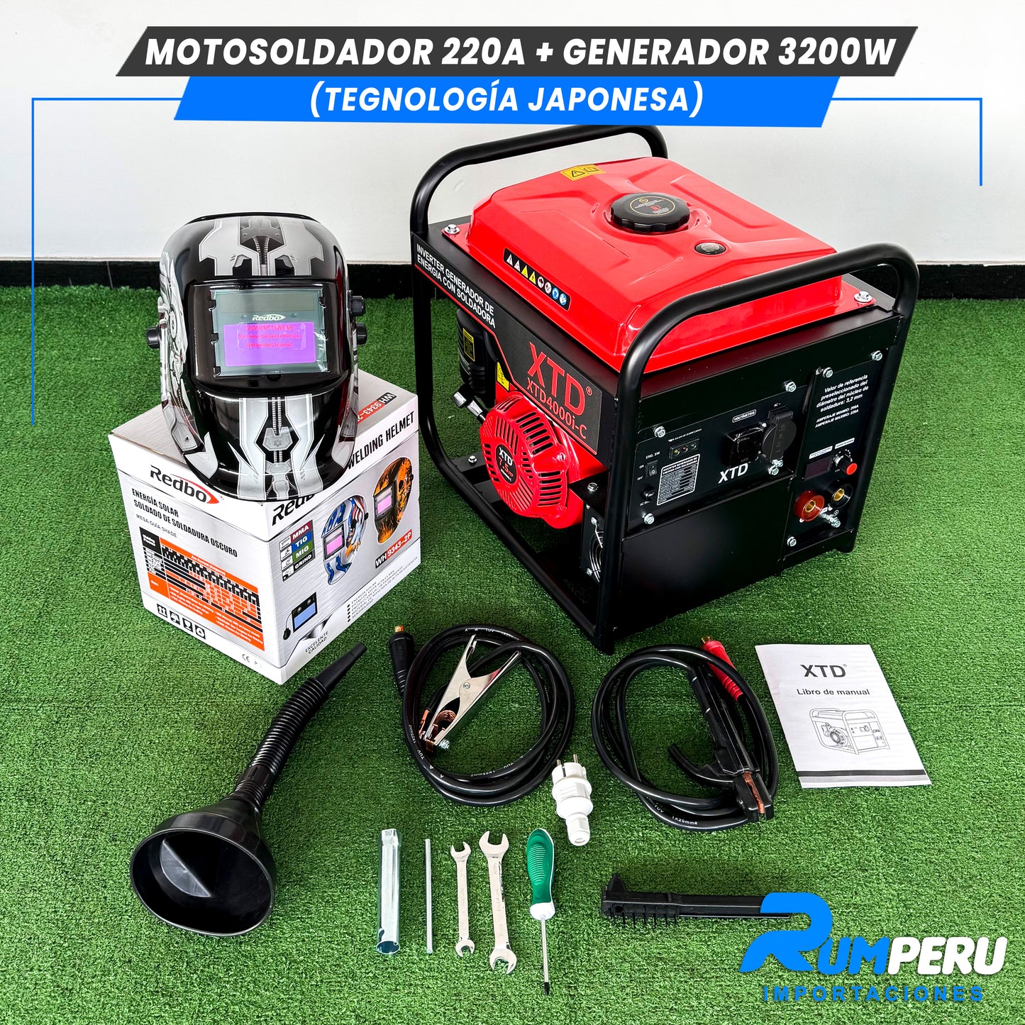 Motosoldador 220A+ Generador 3200W (Tecnología Japonesa)