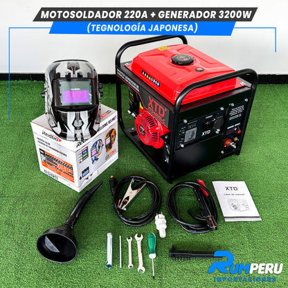 Motosoldador 220A+ Generador 3200W (Tecnología Japonesa)