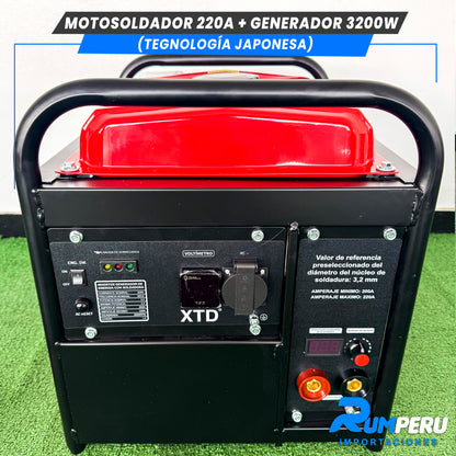 Motosoldador 220A+ Generador 3200W (Tecnología Japonesa)