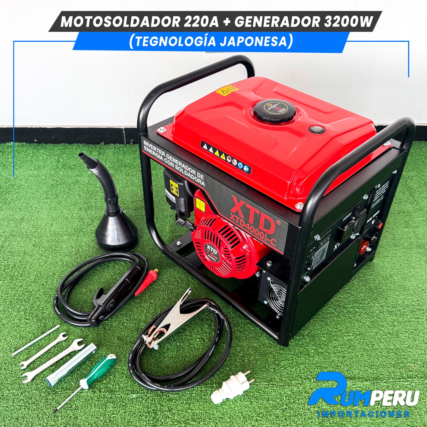 Motosoldador 220A+ Generador 3200W (Tecnología Japonesa)