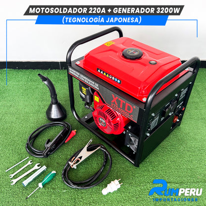 Motosoldador 220A+ Generador 3200W (Tecnología Japonesa)