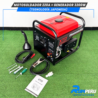 Motosoldador 220A+ Generador 3200W (Tecnología Japonesa)