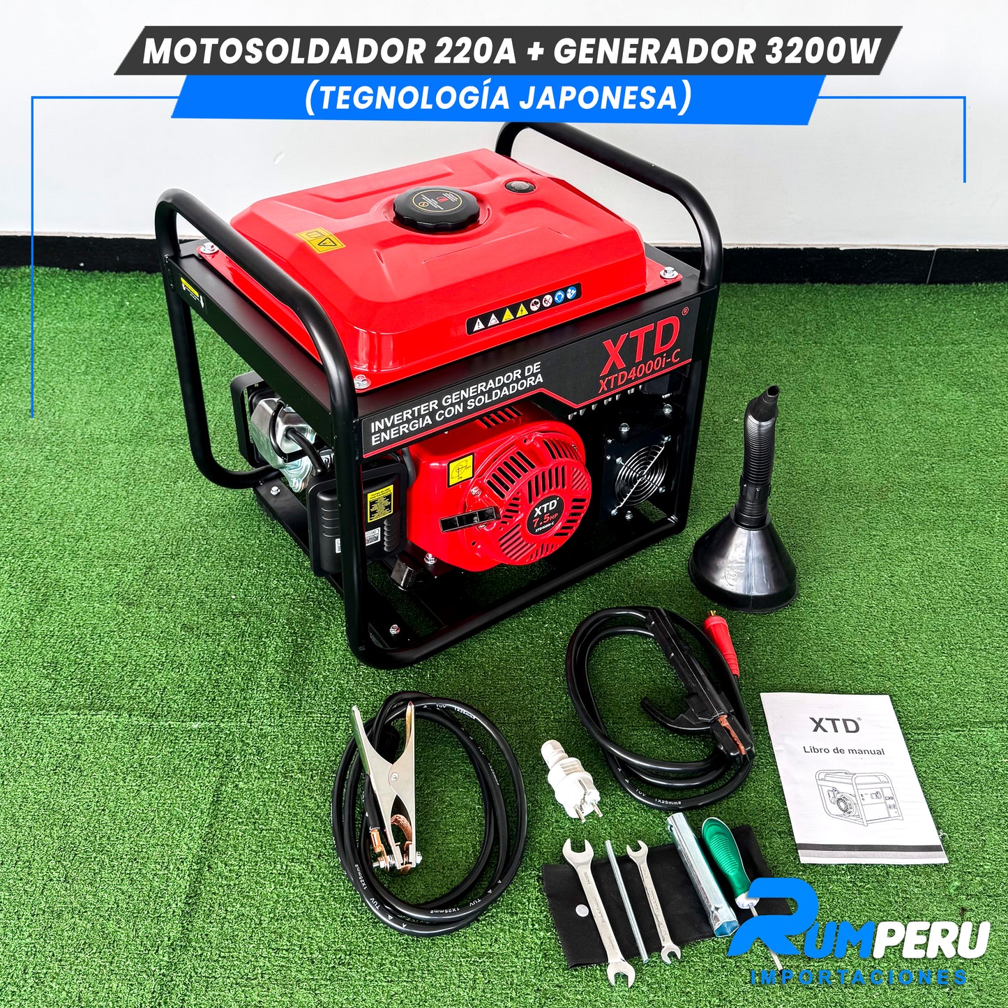 Motosoldador 220A+ Generador 3200W (Tecnología Japonesa)