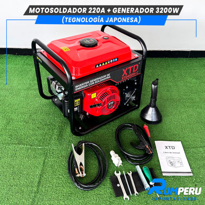 Motosoldador 220A+ Generador 3200W (Tecnología Japonesa)