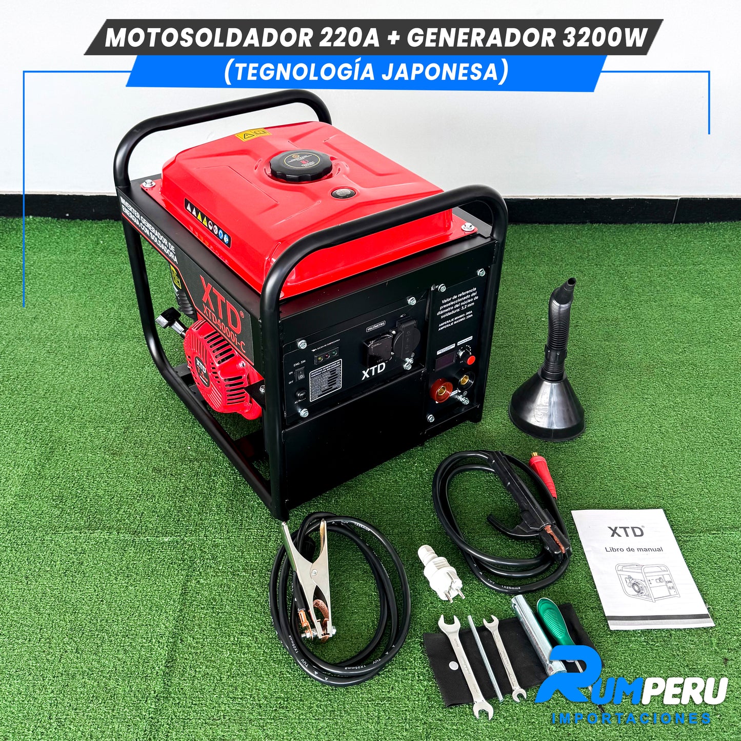 Motosoldador 220A+ Generador 3200W (Tecnología Japonesa)